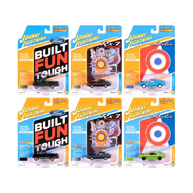 “Classic Gold Collection” 2025 Release 2 Set of 6 Cars 1/64 Diecast Model Cars by Johnny Lightning