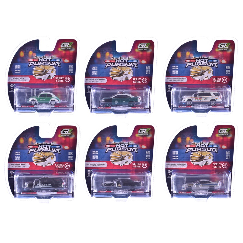 “Hot Pursuit” Series 47 Set of 6 Police Cars 1/64 Diecast Model Cars by Greenlight