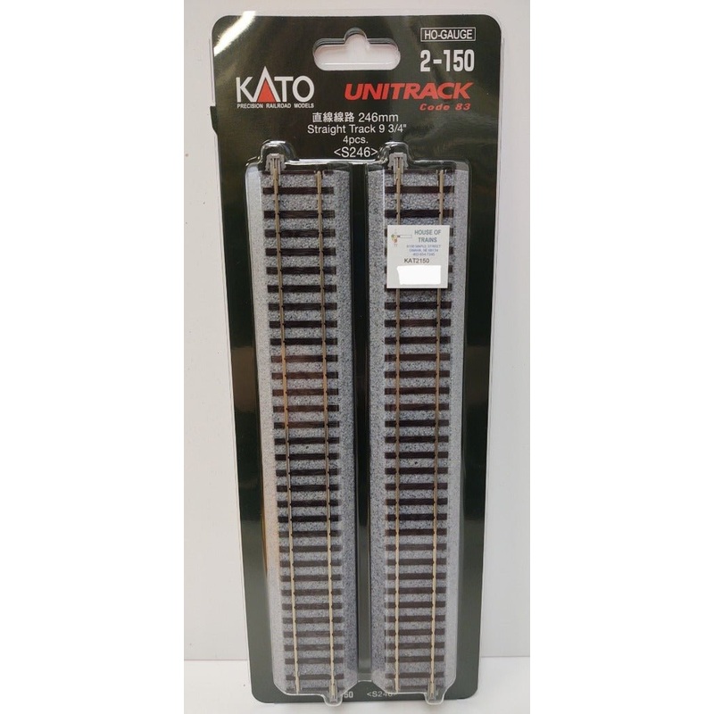 Kato 2-150 HO Unitrack Straight, 9-3/4″, 246mm, 4 per Package