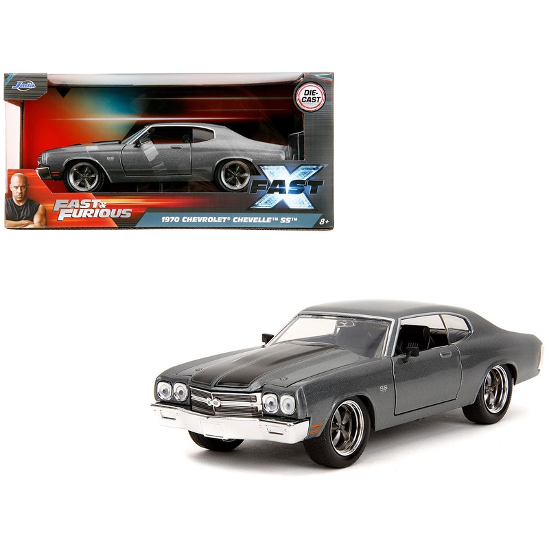1970 Chevrolet Chevelle SS Gray Metallic with Black Stripes “Fast & Furious” (2009) Movie “Fast & Furious” Series 1/24 Diecast Model Car by Jada
