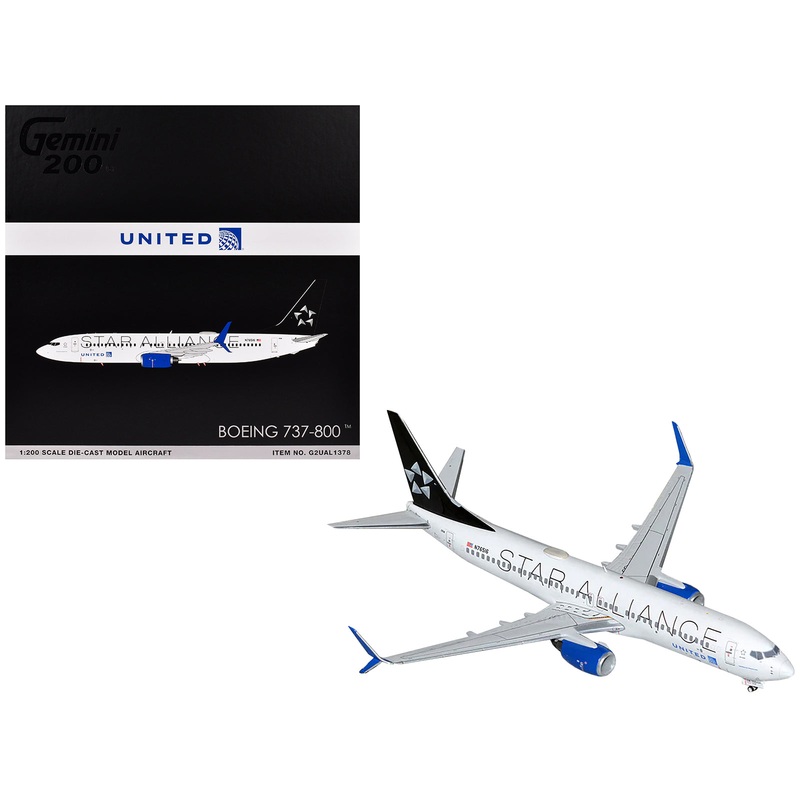 Boeing 737-800 Commercial Aircraft “United Airlines Star Alliance” (N76516) White with Black Tail “Gemini 200” Series 1/200 Diecast Model Airplane by GeminiJets