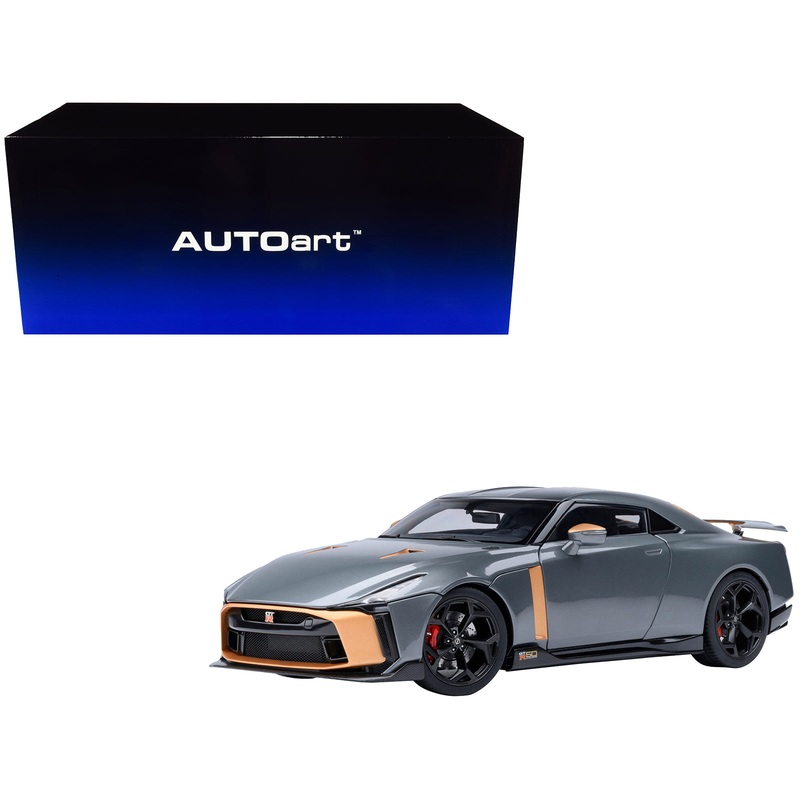 Nissan GT-R50 By ItalDesign “Goodwood Version” Liquid Kinetic Gray Metallic with Gold Accents 1/18 Model Car by Autoart