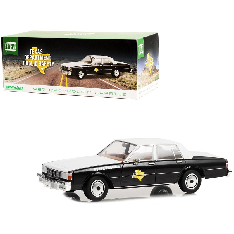 1987 Chevrolet Caprice Police Black and White “Texas Department of Public Safety – State Trooper” “Artisan Collection” 1/18 Diecast Model Car by Greenlight