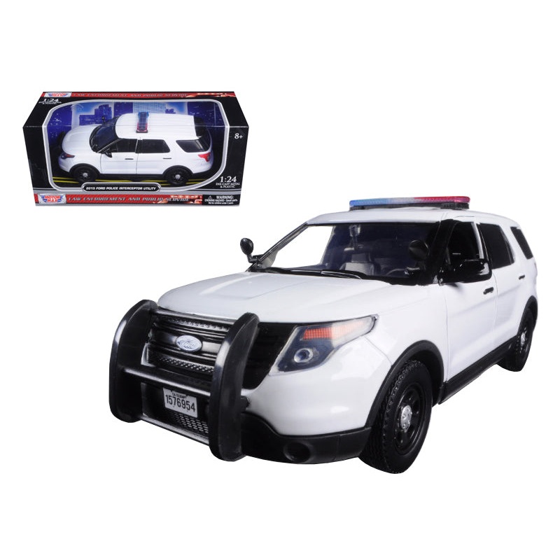 2015 Ford Police Interceptor Utility Unmarked White 1/24 Diecast Model Car by Motormax