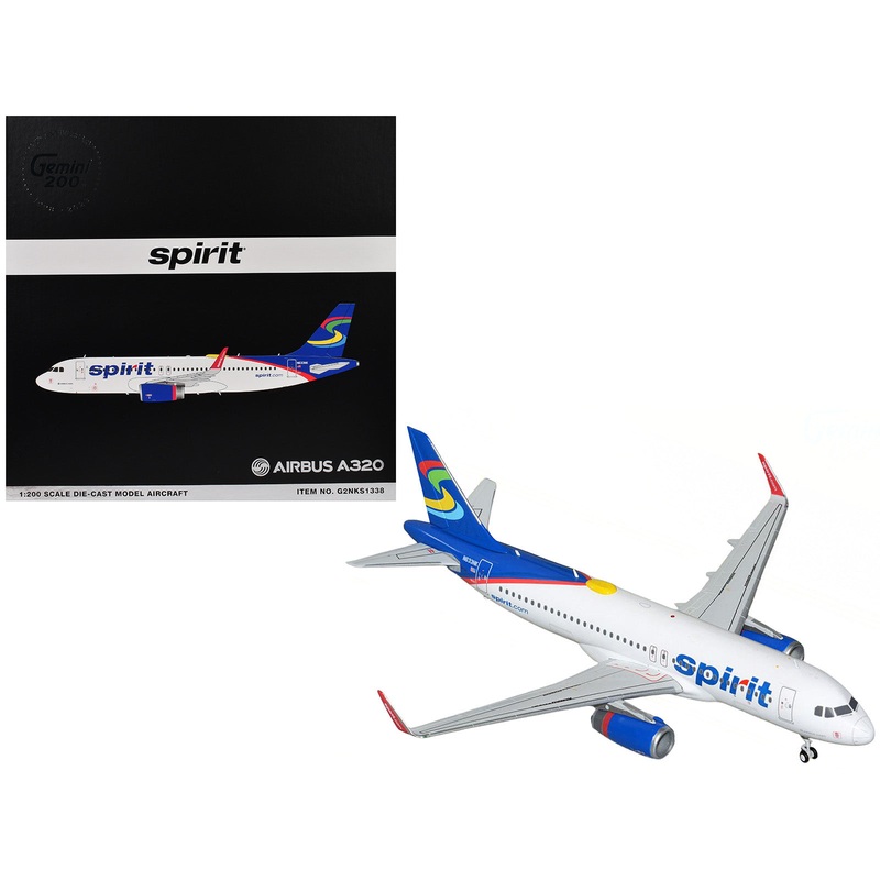 Airbus A320 Commercial Aircraft “Spirit Airlines” (N633NK) White with Blue Tail “Gemini 200” Series 1/200 Diecast Model Airplane by GeminiJets
