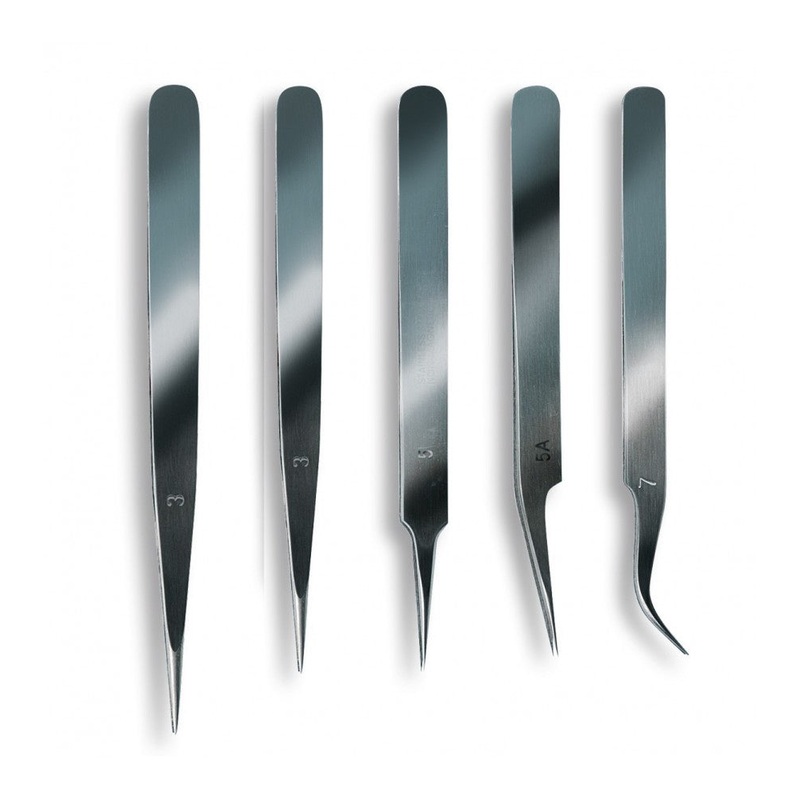 Artesania – 5 Assorted Stainless Steel Tweezers w/Fine Point