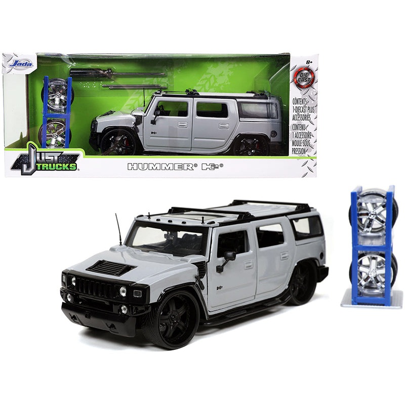 Hummer H2 Gray with Extra Wheels “Just Trucks” Series 1/24 Diecast Model Car by Jada