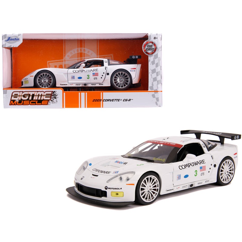 2005 Chevrolet Corvette C6-R #3 Olivier Beretta – Oliver Gavin “Compuware” White “Bigtime Muscle” 1/24 Diecast Model Car by Jada