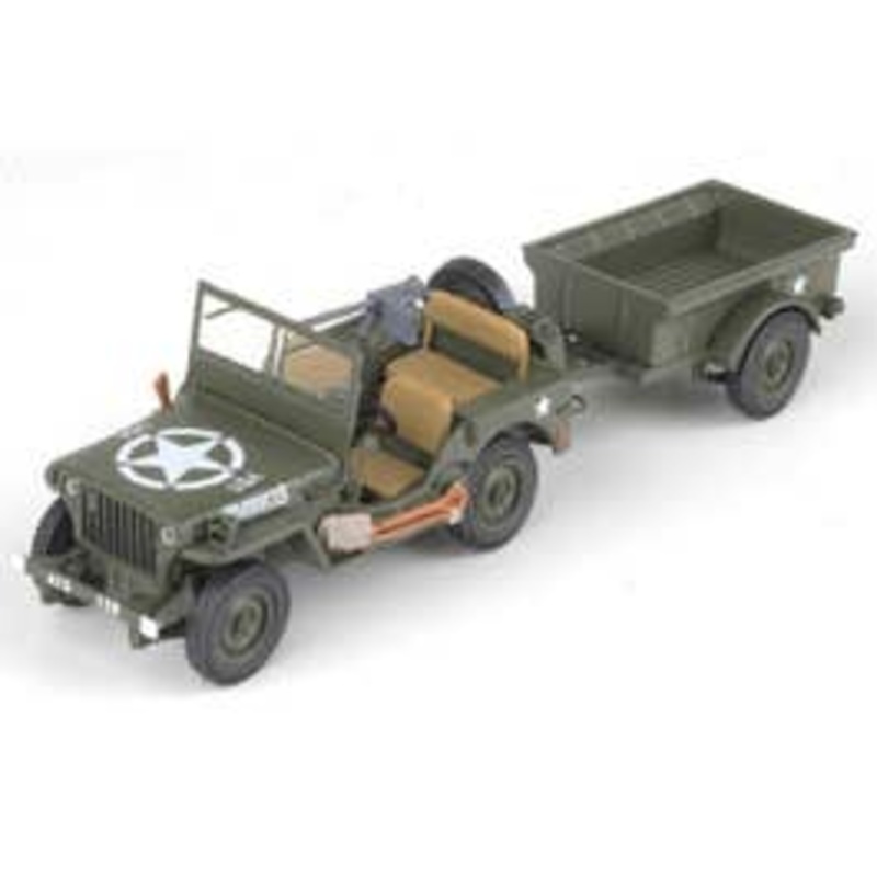 Motor City Classics 23200-44 Willys Jeep 1/4-Ton Utility Truck with Trailer