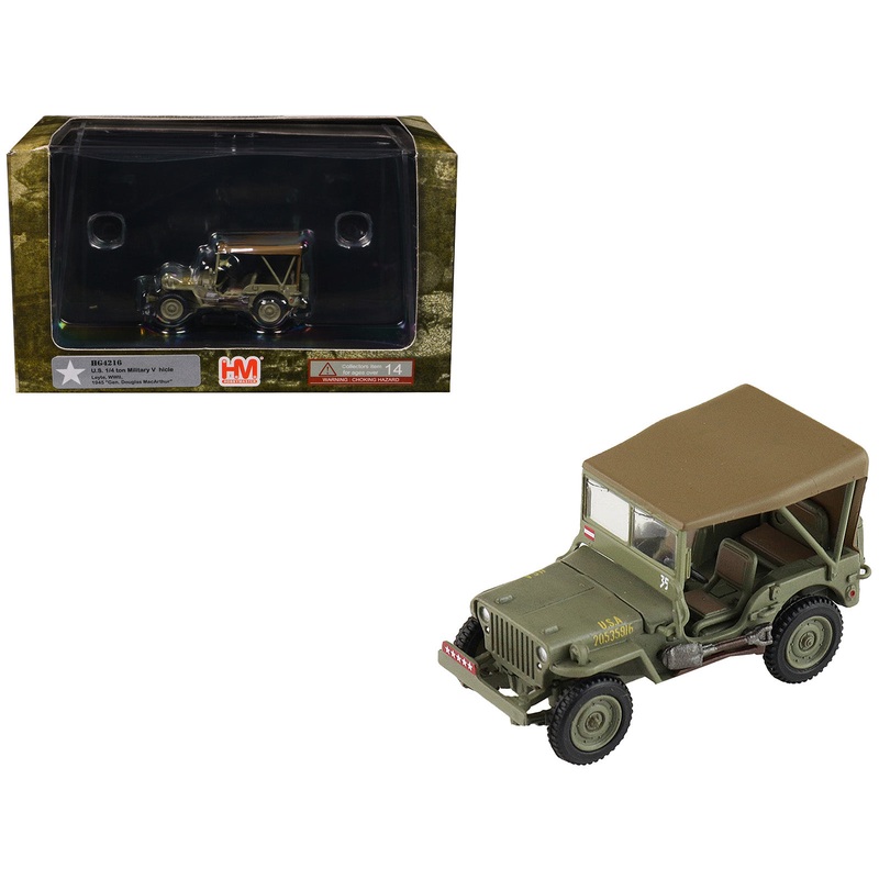 U.S. 1/4 ton Military Vehicle Olive Drab “Gen. Douglas MacArthur Leyte WWII” (1945) United States Army “Ground Power Series” 1/72 Diecast Model by Hobby Master
