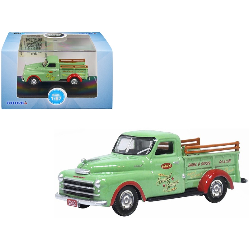 1948 Dodge B-1B Pickup Truck Green “Dan’s Service Garage” 1/87 (HO) Scale Diecast Model Car by Oxford Diecast