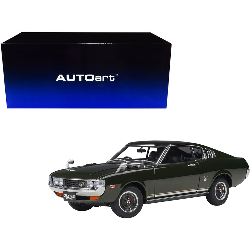 1973 Toyota Celica Liftback 2000GT (RA25) RHD (Right Hand Drive) Moss Green 1/18 Model Car by Autoart