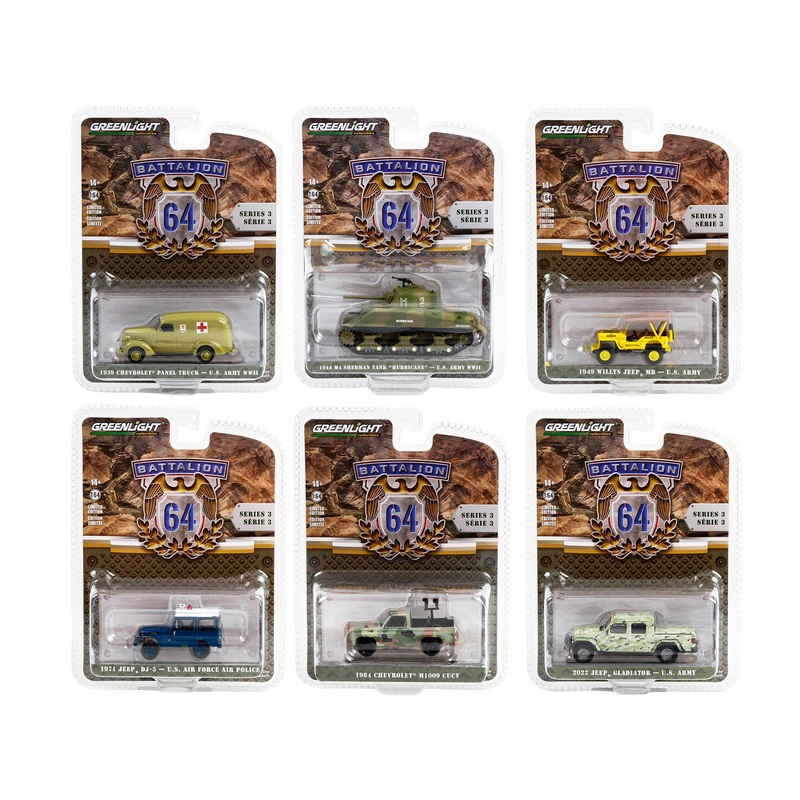 “Battalion 64” Set of 6 pieces Series 3 1/64 Diecast Models by Greenlight