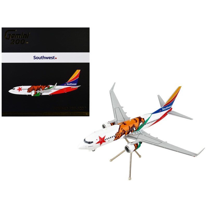 Boeing 737-700 Commercial Aircraft “Southwest Airlines – California One” California Flag Livery “Gemini 200” Series 1/200 Diecast Model Airplane by GeminiJets