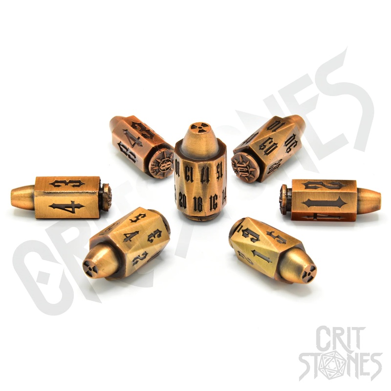 CritStones – Metal RPG Dice Set – Ballistic Brass