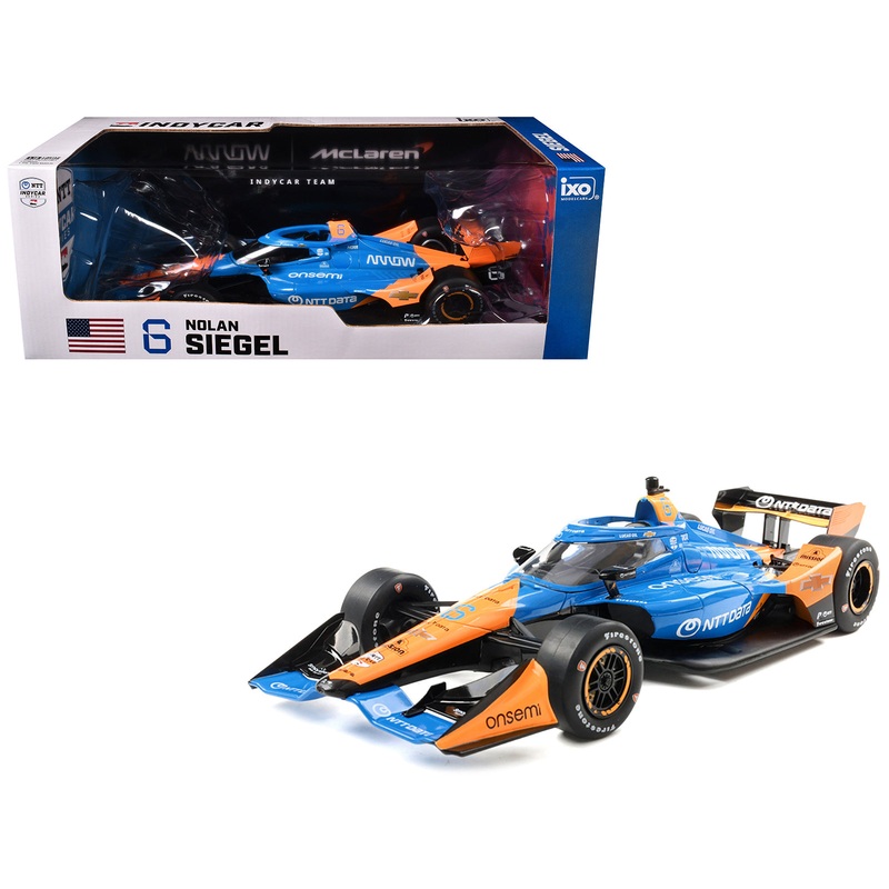 Dallara IndyCar #6 Nolan Siegel “NTT Data” Arrow McLaren (Road Course Configuration) “NTT IndyCar Series” (2025) 1/18 Diecast Model Car by IXO Models