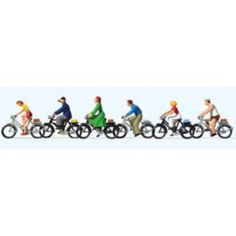 Preiser 10091  HO People On Bicycles 6 pcs