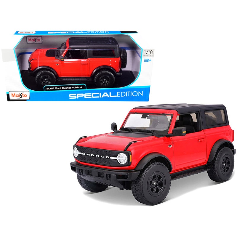 2021 Ford Bronco Wildtrak Red with Black Top “Special Edition” 1/18 Diecast Model Car by Maisto