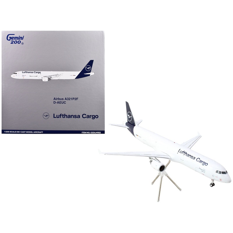 Airbus A321P2F Commercial Aircraft “Lufthansa Cargo” (D-AEUC) White with Blue Tail “Gemini 200” Series 1/200 Diecast Model Airplane by GeminiJets