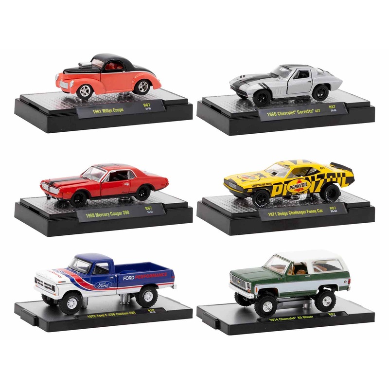 “Auto-Thentics” 6 piece Set Release 87 IN DISPLAY CASES Limited Edition 1/64 Diecast Model Cars by M2 Machines