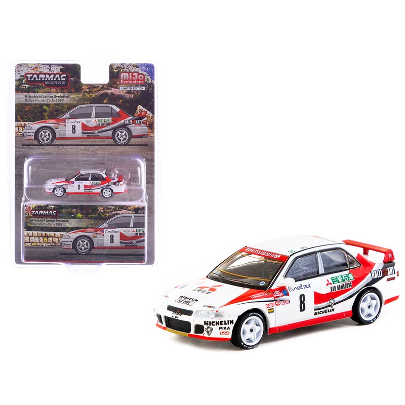 Mitsubishi Lancer Evolution RHD (Right Hand Drive) #8 Kenneth Eriksson – Staffan Parmander “Rallye Monte-Carlo” (1993) “Global64” Series 1/64 Diecast Model by Tarmac Works