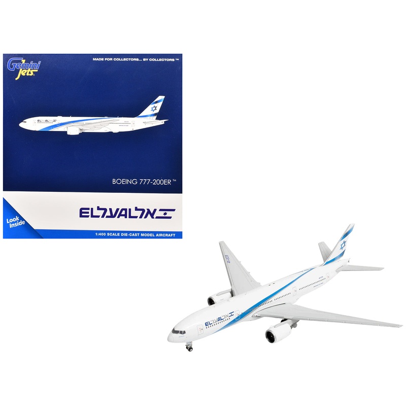 Boeing 777-200ER Commercial Aircraft “EL AL Israel Airlines” (4X-ECB) White with Blue Stripes 1/400 Diecast Model Airplane by GeminiJets