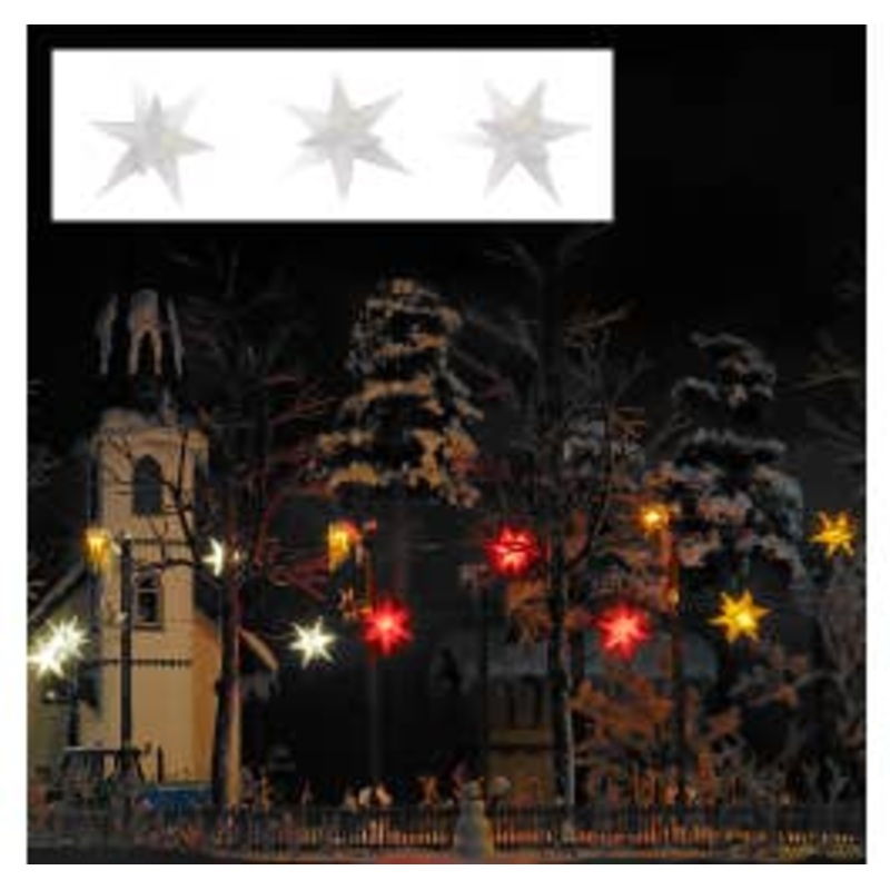 Busch 5414  HO Three white shining lighted poinsettias