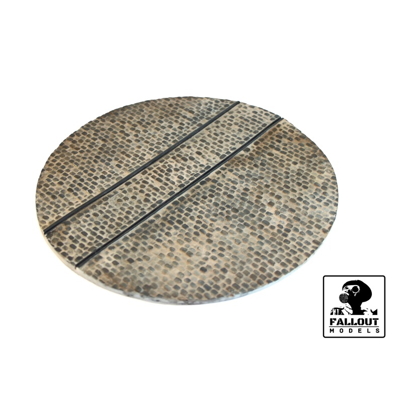 Fallout Models – 1/35 Round Cobblestone Base w/ Tram Track