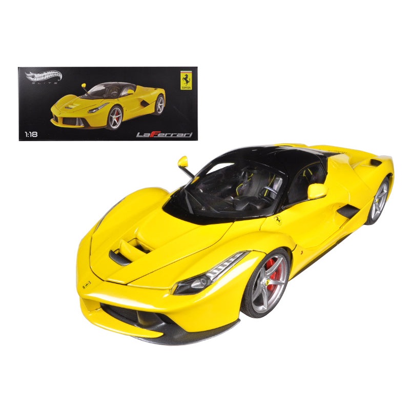 Ferrari LaFerrari F70 Hybrid Yellow with Black Top “Elite Edition” Series 1/18 Diecast Model Car by Hot Wheels