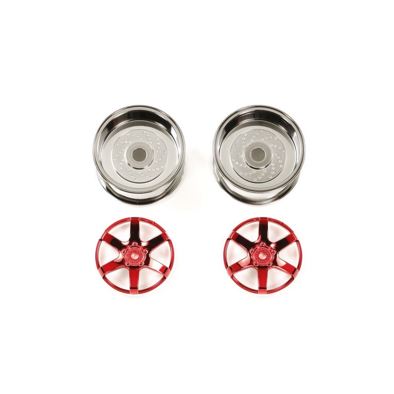 Tamiya – 2-piece 6-Spoke Wheel (26mm/Off+6) Red