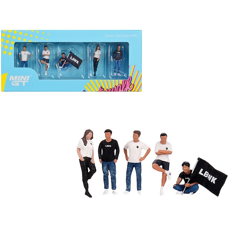 “Team Liberty Walk” 5 Piece Figure Set for 1/64 Scale Models by Mini GT