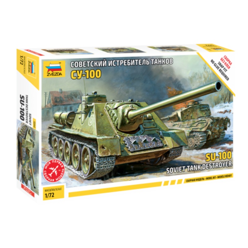 Zvezda – 1/72 SU-100 Soviet Tank Destroyer (Snap Kit)