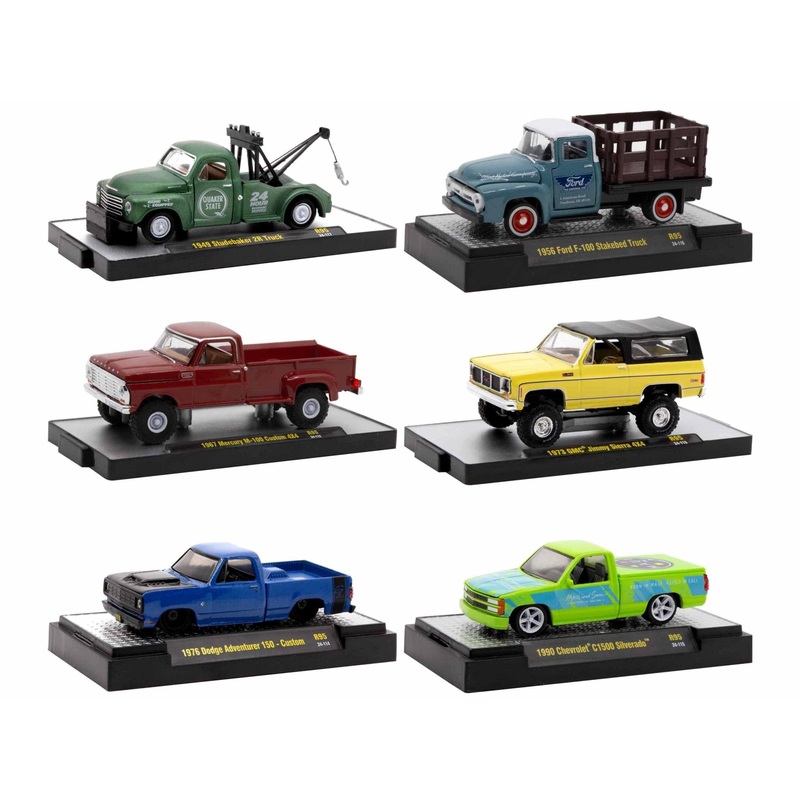“Auto-Thentics” 6 piece Set Release 95 IN DISPLAY CASES Limited Edition 1/64 Diecast Model Cars by M2 Machines