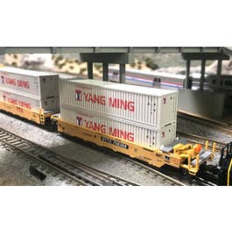 Kato 106-6212 N Gunderson MAXI-I Double Stack Car TTX New Logo- 5-Unit Well Car Set #759364 w/Yang Ming Containers