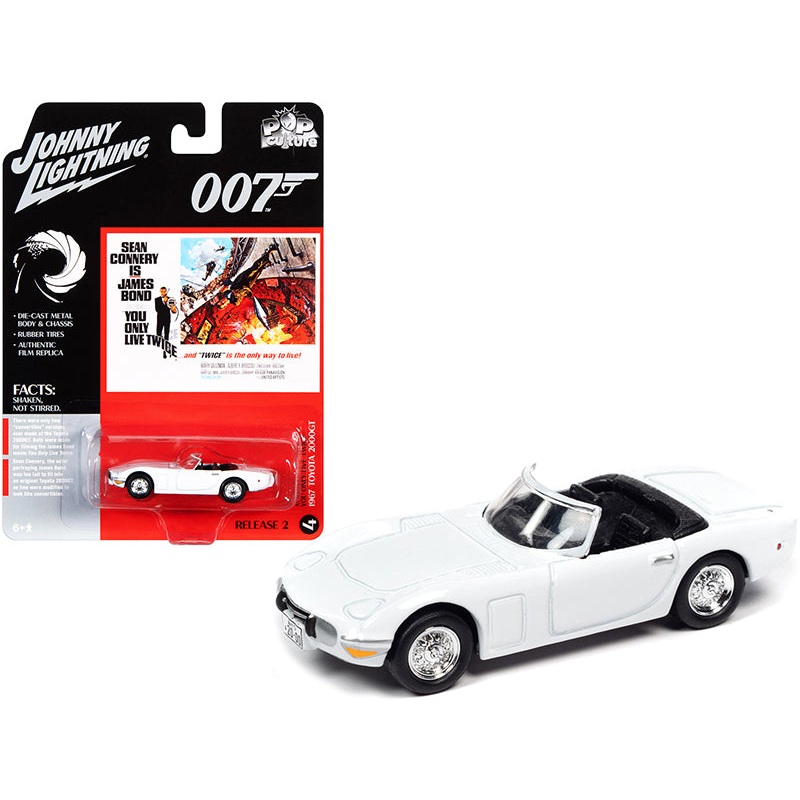 1967 Toyota 2000GT Convertible White (James Bond 007) “You Only Live Twice” (1967) Movie “Pop Culture” Series 1/64 Diecast Model Car by Johnny Lightning