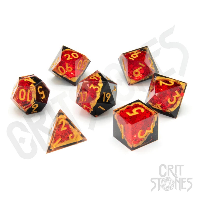 CritStones –  Resin RPG Dice Set – Gemcutter’s Ruby Geode