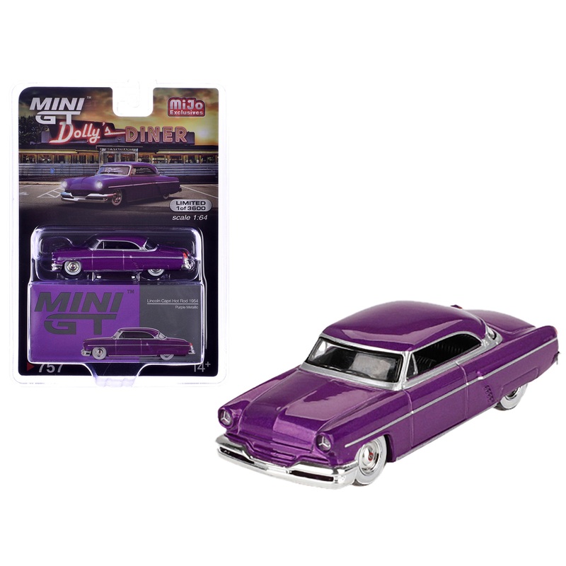 1954 Lincoln Capri Hot Rod Purple Metallic Limited Edition to 3600 pieces Worldwide 1/64 Diecast Model Car by Mini GT