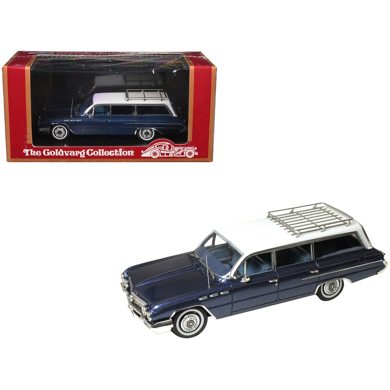 1962 Buick Invicta Station Wagon Cadet Blue Metallic with White Top and Blue Interior Limited Edition to 200 pieces Worldwide 1/43 Model Car by Goldvarg Collection