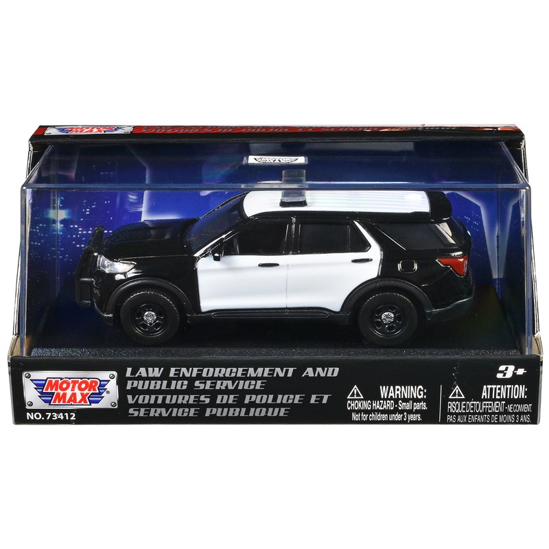 2022 Ford Police Interceptor Utility Black and White Unmarked “Law Enforcement and Public Service” Series 1/43 Diecast Model Car by Motormax