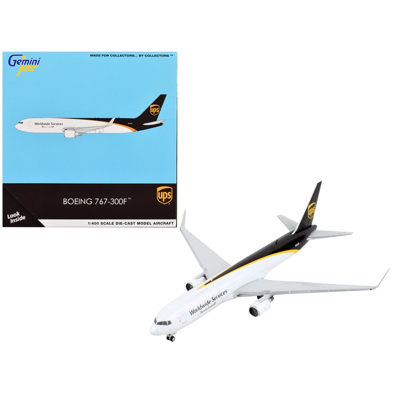 Boeing 767-300F Commercial Aircraft “UPS Worldwide Services” White with Dark Brown Tail 1/400 Diecast Model Airplane by GeminiJets