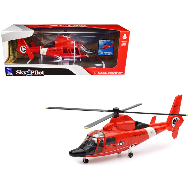 Eurocopter Dauphin HH-65C Helicopter Red “United States Coast Guard” “Sky Pilot” Series 1/48 Diecast Model by New Ray