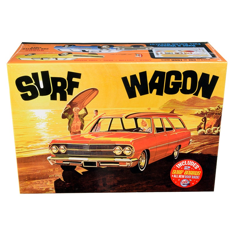Skill 2 Model Kit 1965 Chevrolet Chevelle “Surf Wagon” with Two Surf Boards 4 in 1 Kit 1/25 Scale Model by AMT
