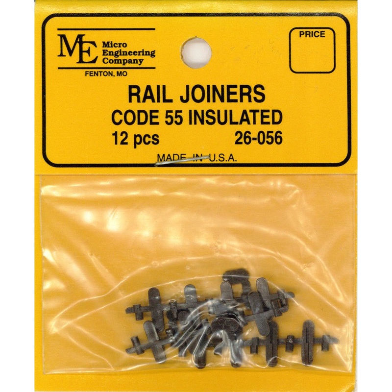 Micro Engineering 26-056 N, Code 55, Plastic Insulated Rail Joiners, 12 per package