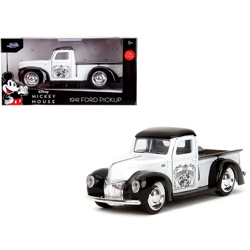 1941 Ford Pickup Truck “Mickey Mouse – Steamboat Willie” White and Black “Hollywood Rides” Series 1/32 Diecast Model Car by Jada