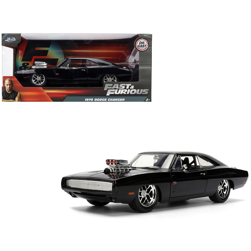 1970 Dodge Charger R/T Black “Furious 7” (2015) Movie “Fast & Furious” Series 1/24 Diecast Model Car by Jada