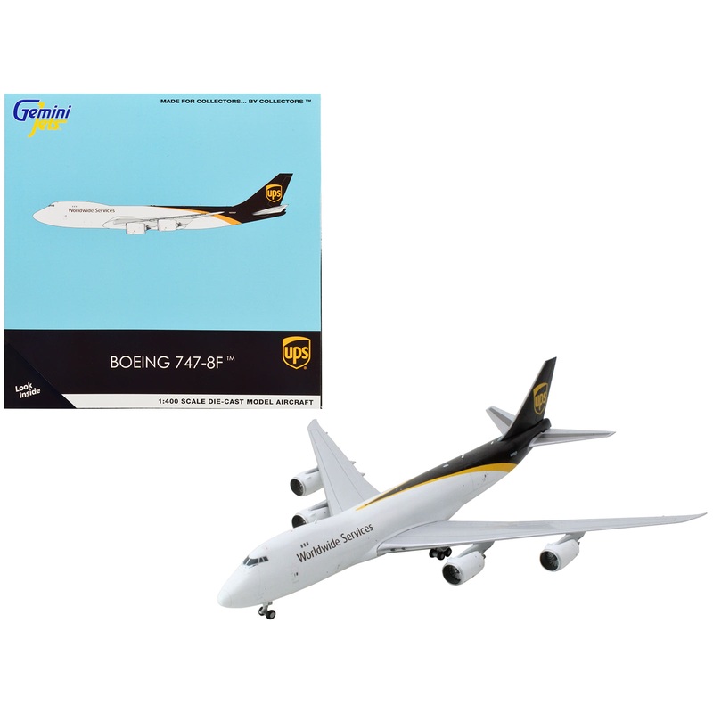 Boeing 747-8F Commercial Aircraft “UPS Worldwide Services” White with Brown Tail 1/400 Diecast Model Airplane by GeminiJets