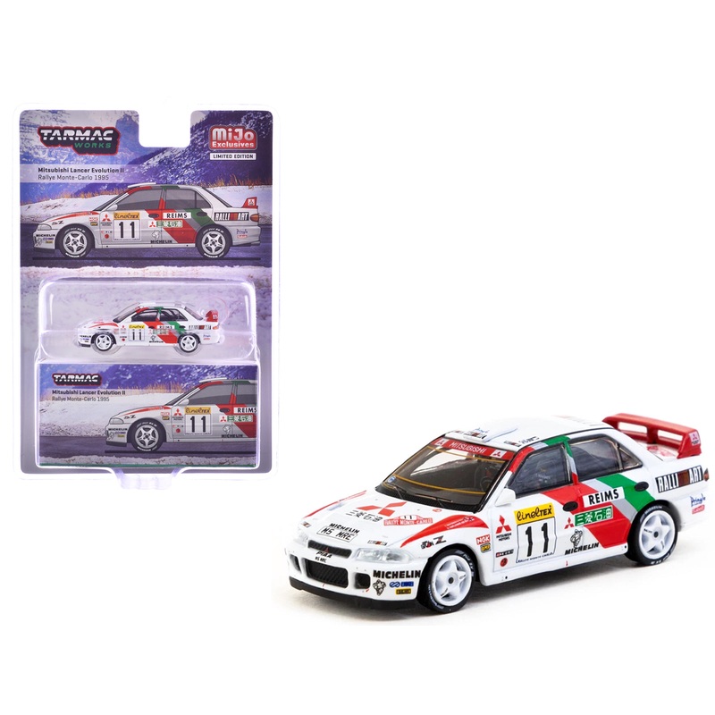 Mitsubishi Lancer Evolution II RHD (Right Hand Drive) #11 Tommi Makinen – Seppo Harjanne “Rallye Monte-Carlo” (1995) “Global64” Series  1/64 Diecast Model by Tarmac Works