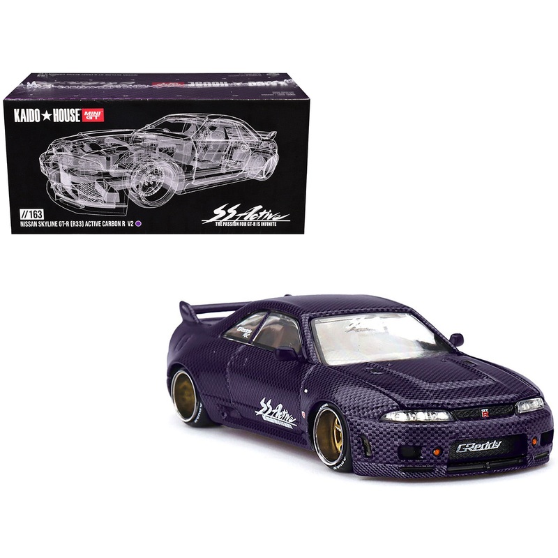 Nissan Skyline GT-R (R33) “Active Carbon R V2” RHD (Right Hand Drive) Purple Carbon (Designed by Jun Imai) “Kaido House” Special 1/64 Diecast Model Car by Mini GT