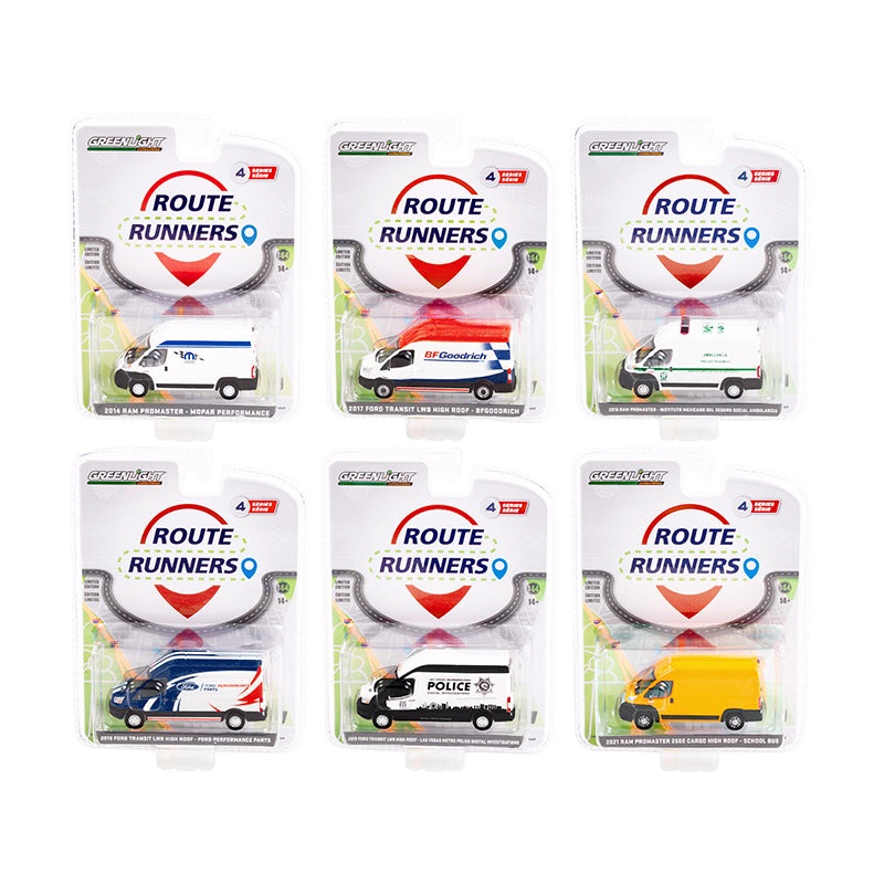 “Route Runners” Set of 6 Vans Series 4 1/64 Diecast Model Cars by Greenlight