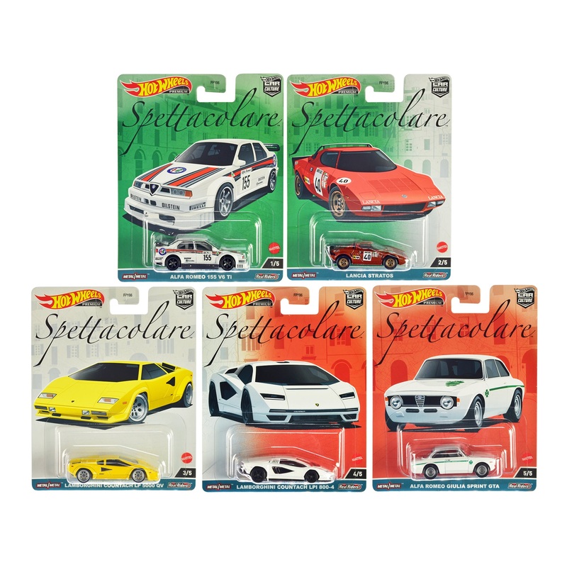 “Spettacolare” 5 piece Set “Car Culture” Series Diecast Model Cars by Hot Wheels